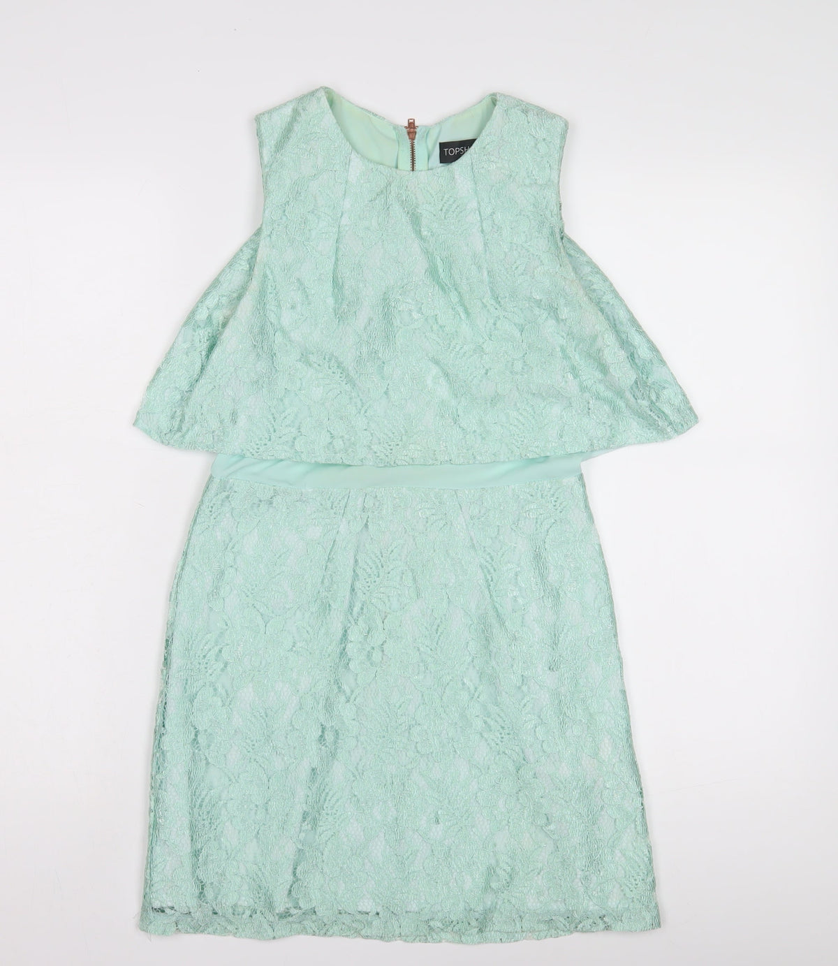 Topshop Women's Green Lace A-Line Dress