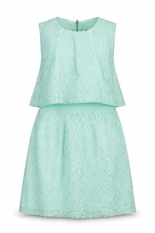 Topshop Women's Green Lace A-Line Dress