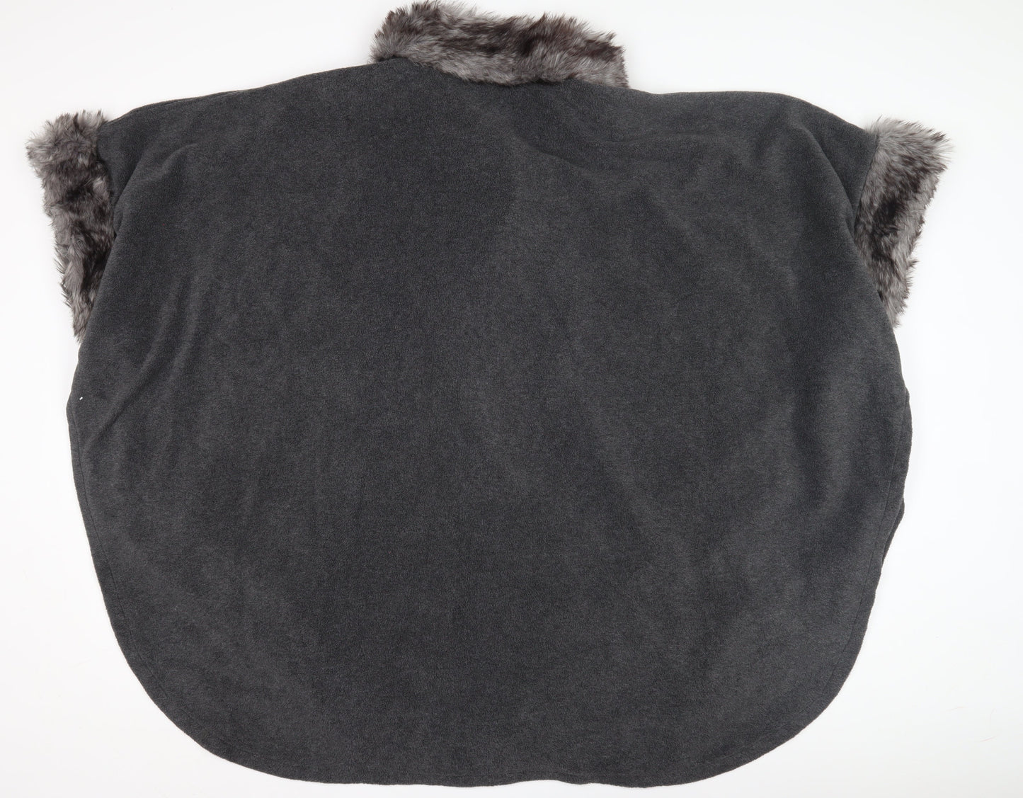 Bonmarché Women's Grey Faux Fur Trim Cape, S/M