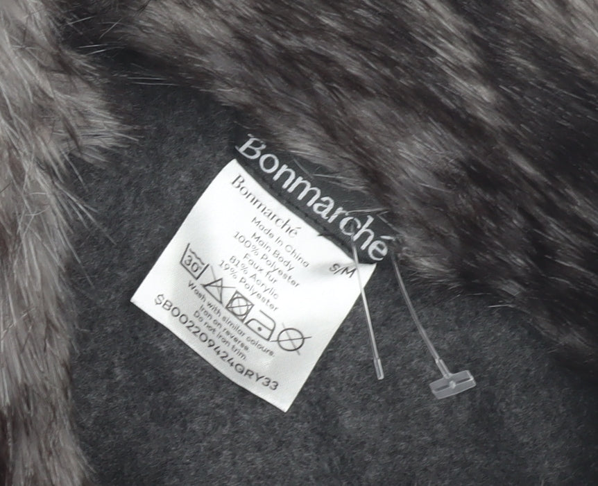 Bonmarché Women's Grey Faux Fur Trim Cape, S/M