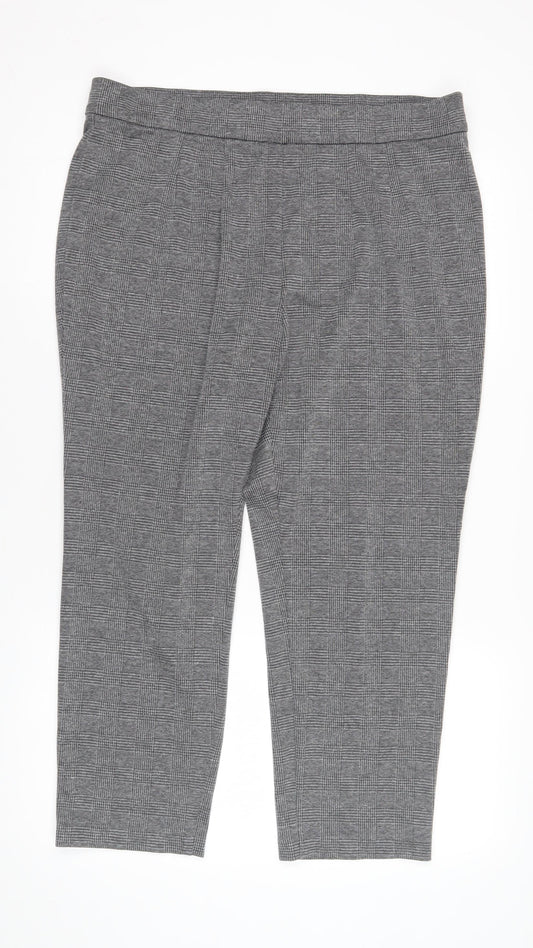 Marks & Spencer Women Grey Checked Cropped Trousers