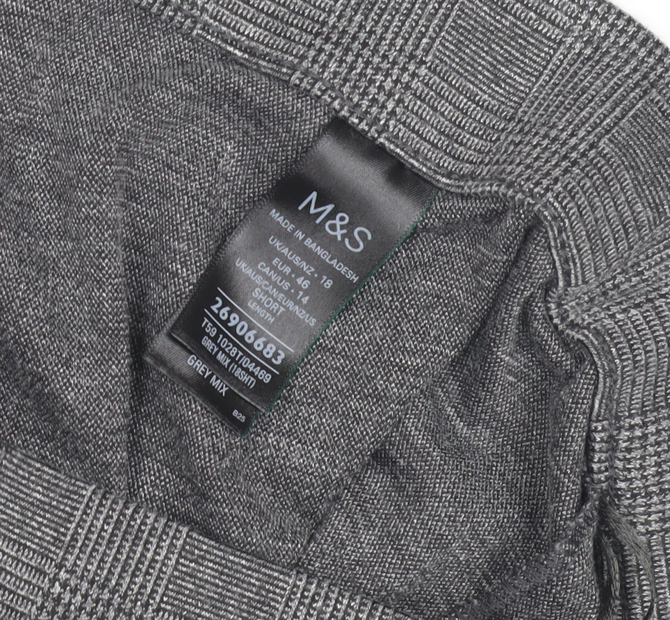 Marks & Spencer Women Grey Checked Cropped Trousers