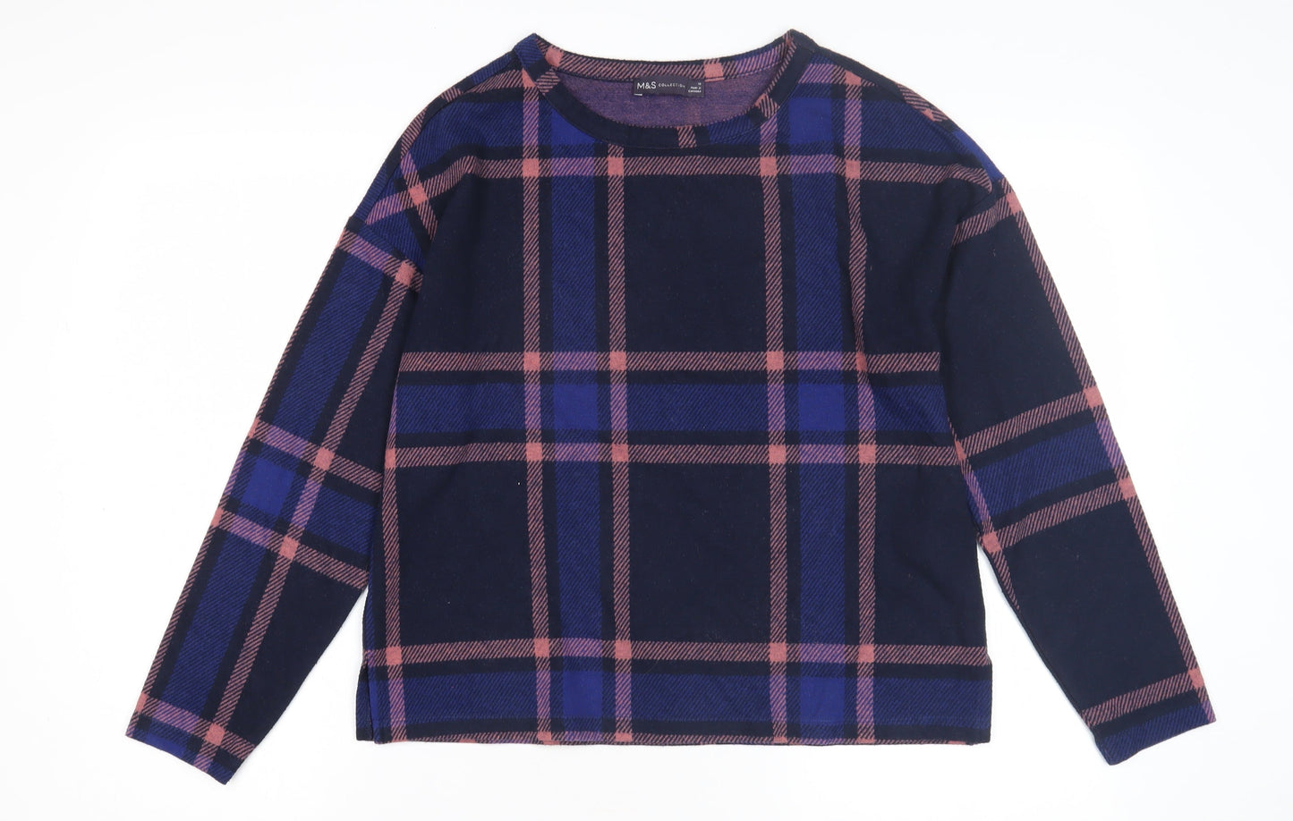 Marks & Spencer Women's Size 10 Blue Check Long Sleeve Top
