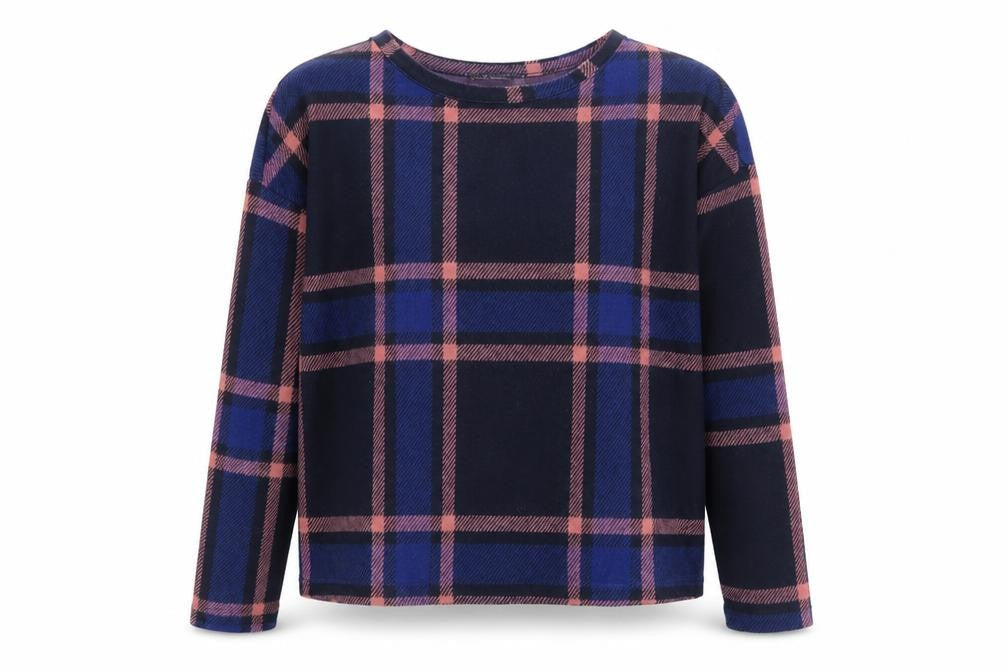 Marks & Spencer Women's Size 10 Blue Check Long Sleeve Top
