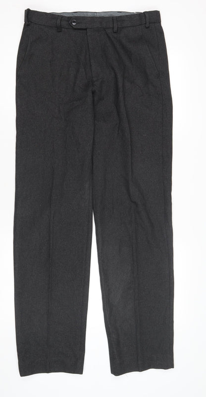Marks & Spencer Men's Grey Regular Fit Trousers