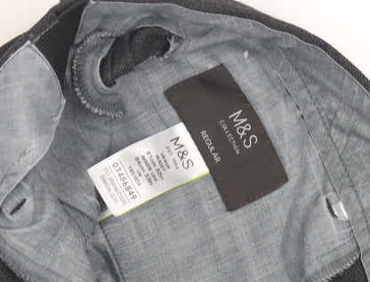 Marks & Spencer Men's Grey Regular Fit Trousers