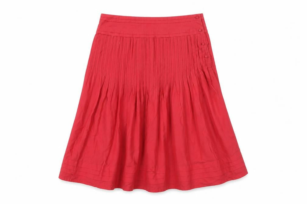 Marks & Spencer Women's Red Pleated Cotton Skirt Size 8