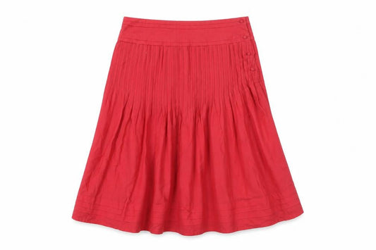Marks & Spencer Women's Red Pleated Cotton Skirt Size 8