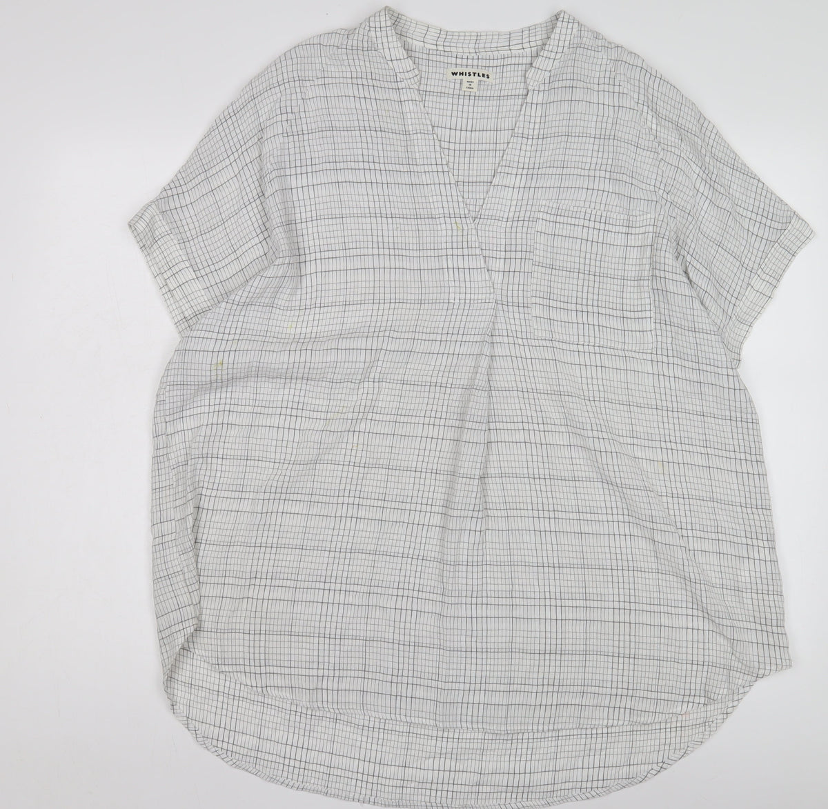 Whistles Women's White S Check Blouse with Collared Neck