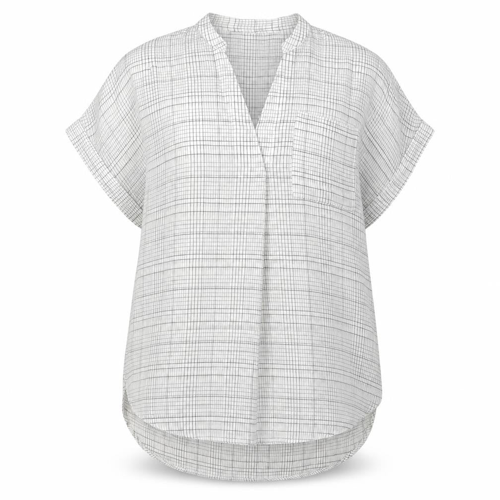 Whistles Women's White S Check Blouse with Collared Neck
