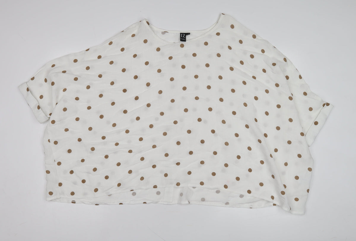 Izabel London Women's White Polka Dot Top Size 14