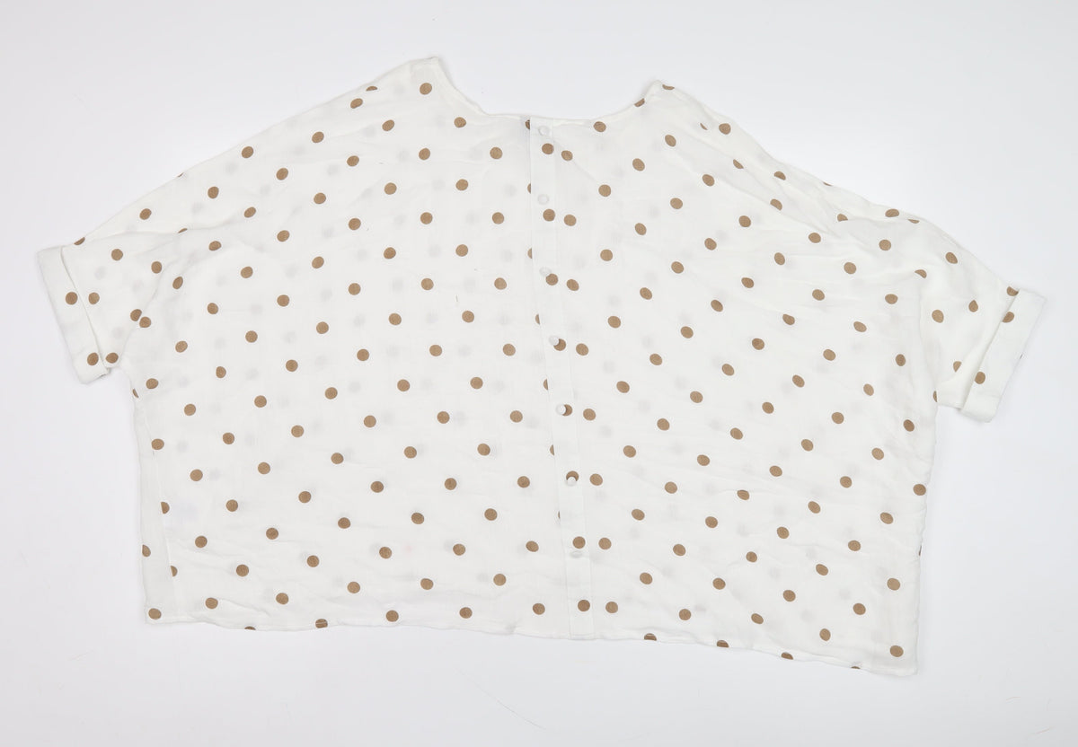Izabel London Women's White Polka Dot Top Size 14