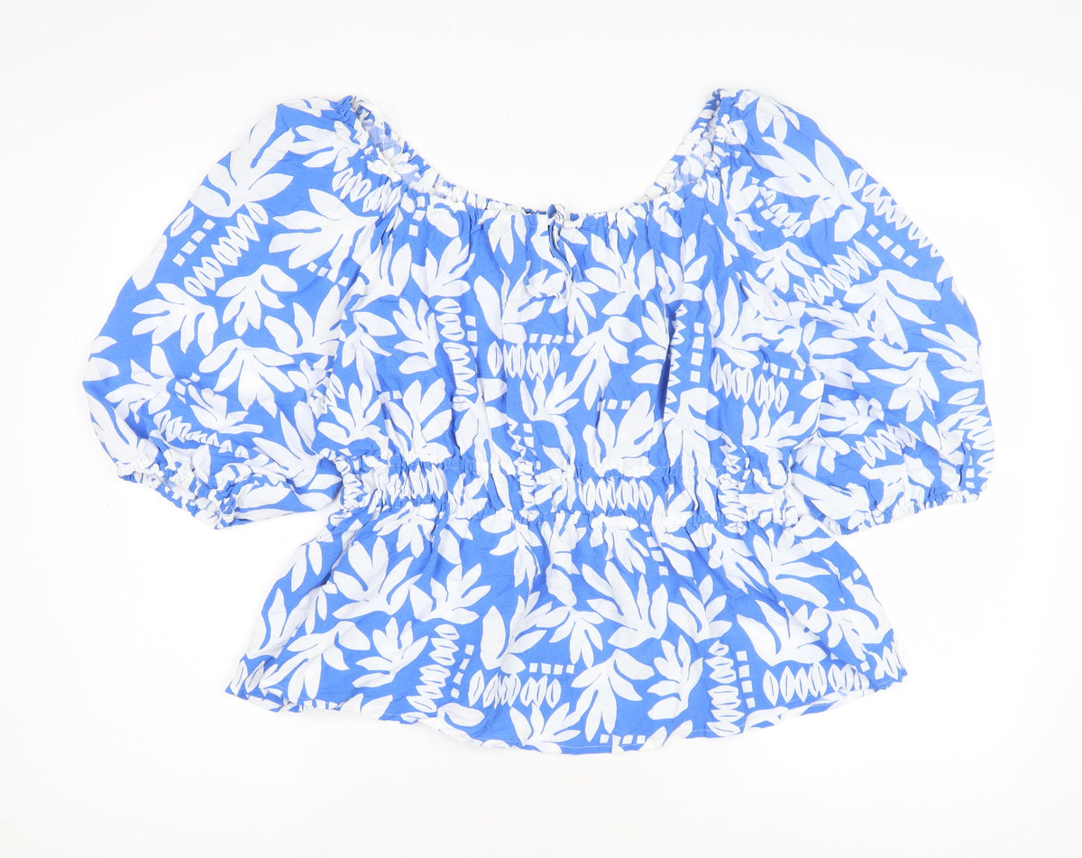 Marks & Spencer Women's Blue Floral Blouse Size 10