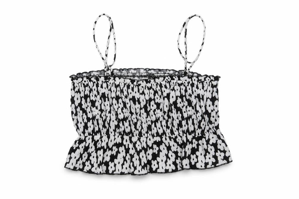 Bershka Women's Black Floral Camisole Size 12