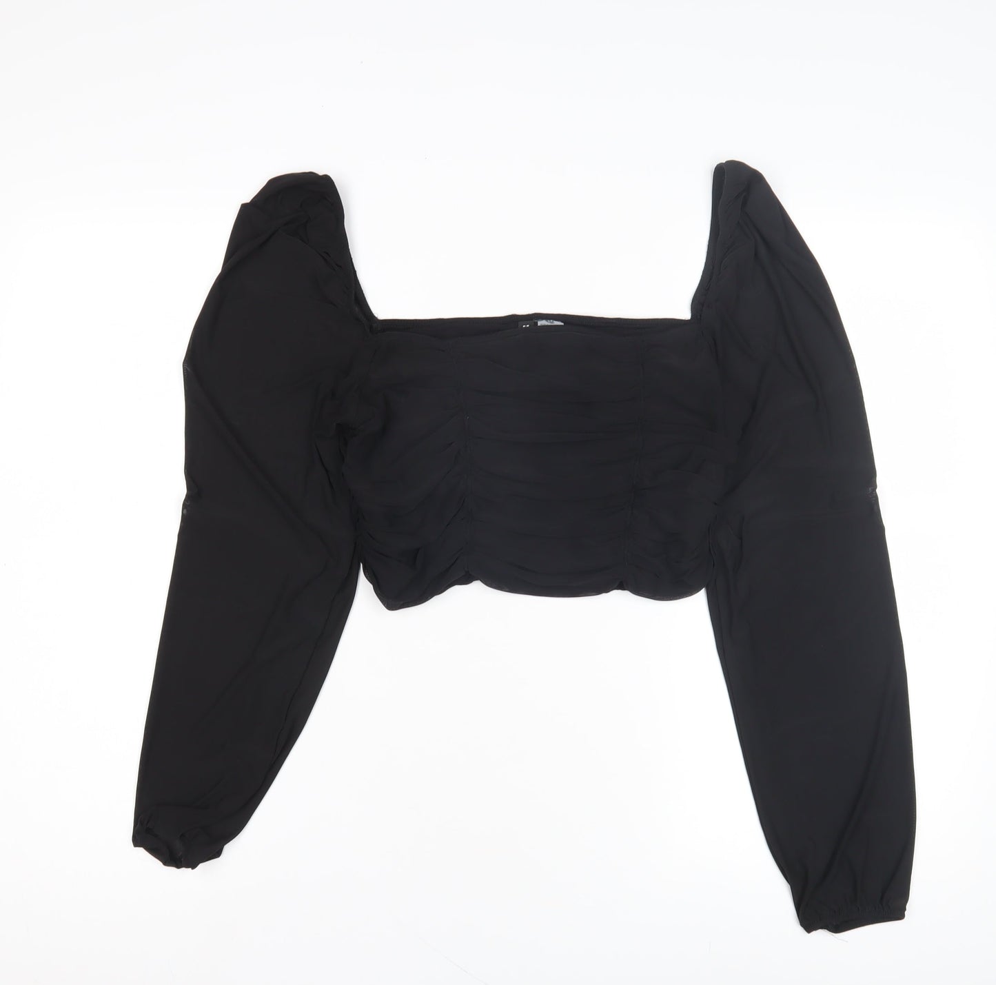 H&M Women Black Cropped Top L Long Sleeve