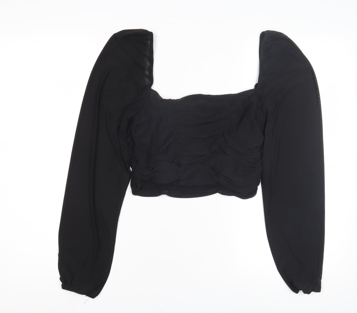 H&M Women Black Cropped Top L Long Sleeve