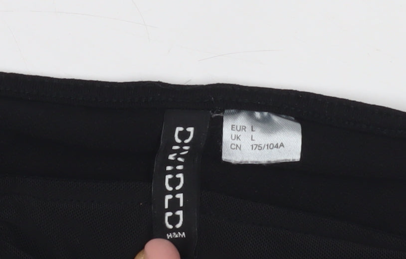 H&M Women Black Cropped Top L Long Sleeve