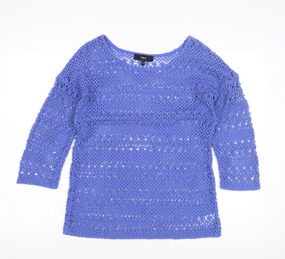 Next Women's Blue Crochet Pullover Jumper Size 10