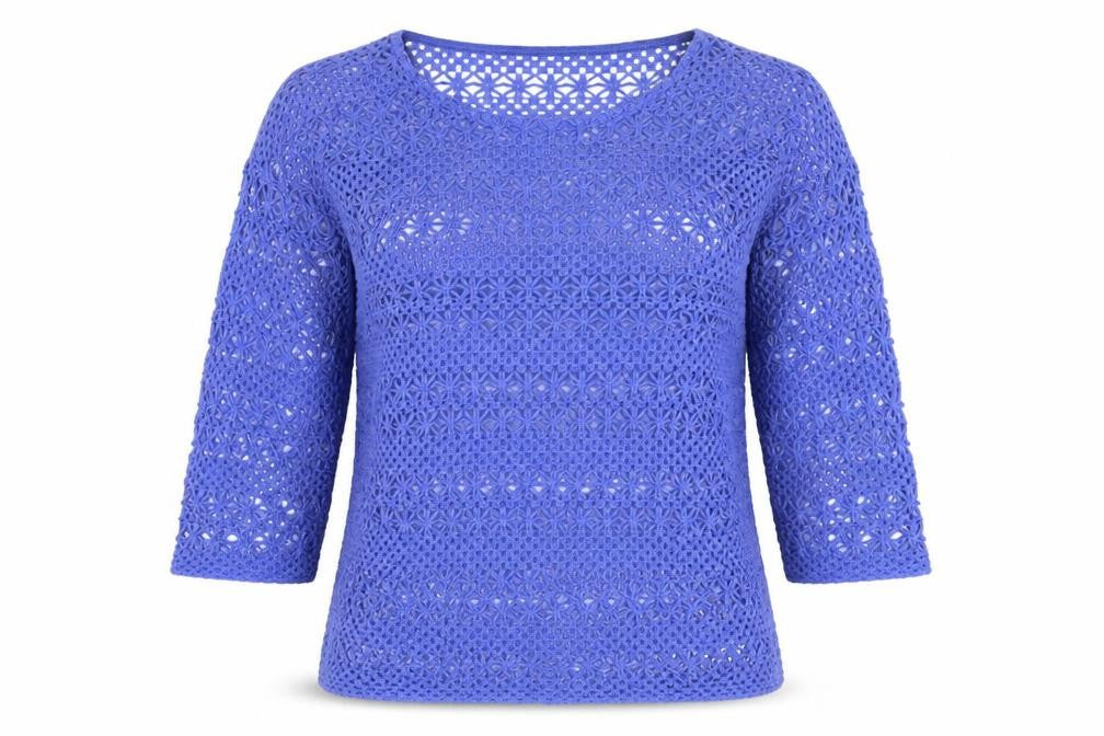 Next Women's Blue Crochet Pullover Jumper Size 10