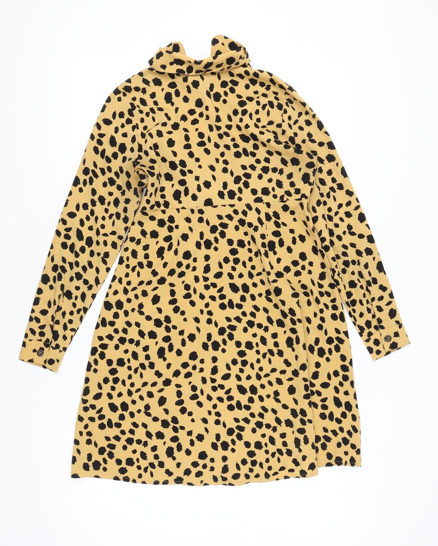 Wednesday's Girl Women's Yellow XS Animal Print Shirt Dress