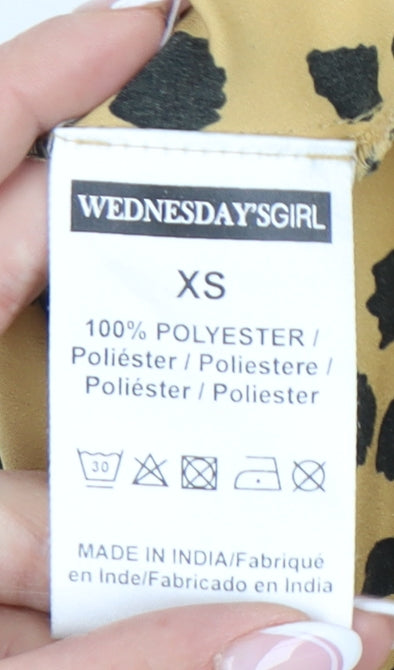 Wednesday's Girl Women's Yellow XS Animal Print Shirt Dress