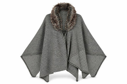 Next Women's Multicoloured Cape with Fur Trim
