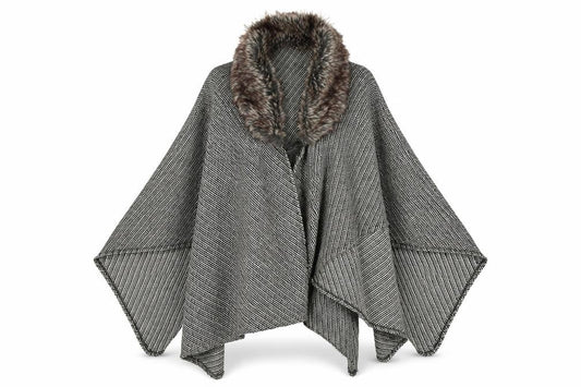 Next Women's Multicoloured Cape with Fur Trim