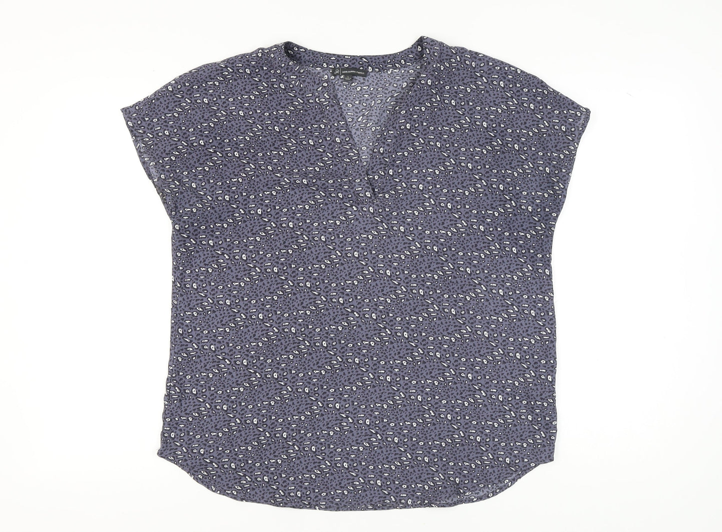Adrianna Papell Women's Blue Animal Print Blouse L