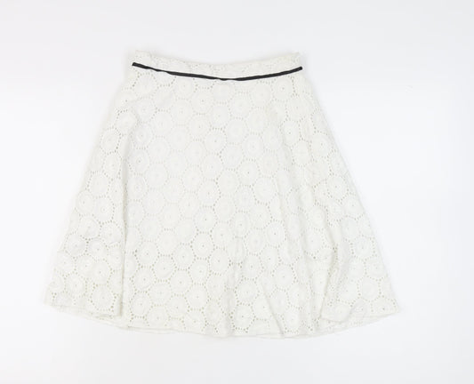 Topshop Women's White A-Line Lace Skirt, Size 10