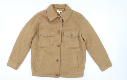 Topshop Women's Beige Mid-Length Button Jacket XS