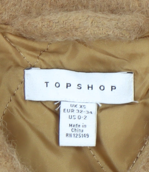 Topshop Women's Beige Mid-Length Button Jacket XS