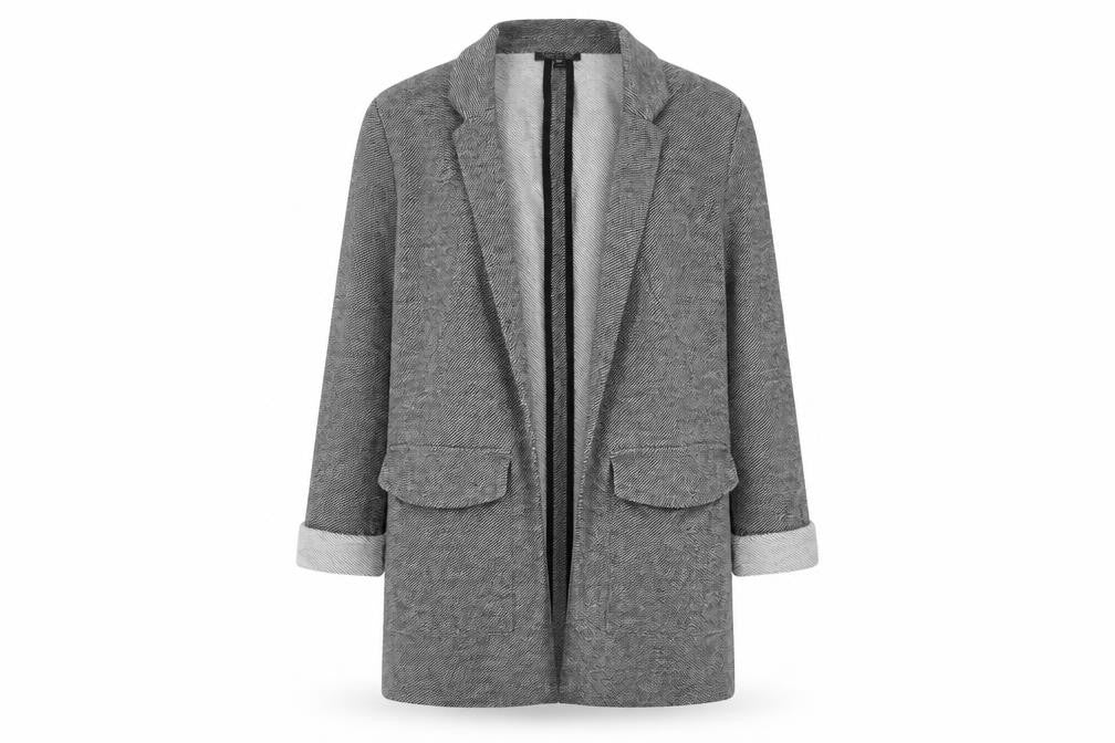 Topshop Women's Grey Blazer, Size 8, Casual Mid-Length