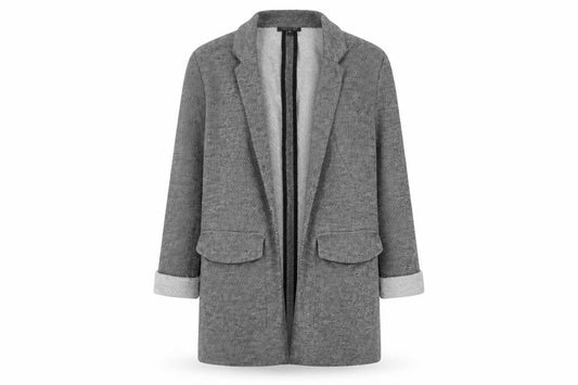 Topshop Women's Grey Blazer, Size 8, Casual Mid-Length