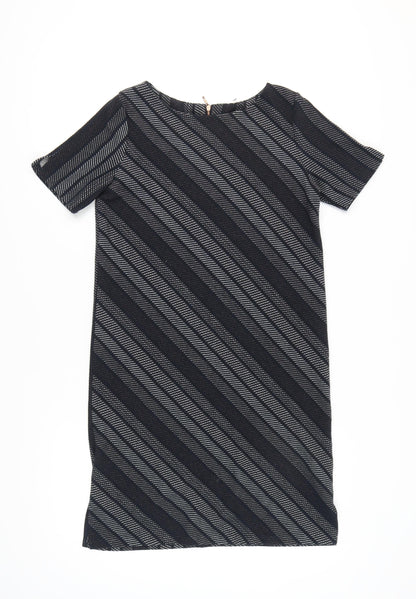 Next Women's Black Striped Shift Dress, Size 10