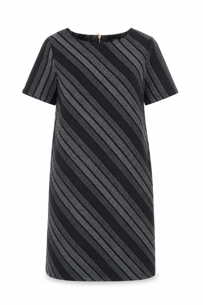 Next Women's Black Striped Shift Dress, Size 10