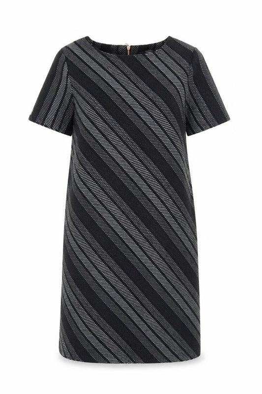 Next Women's Black Striped Shift Dress, Size 10