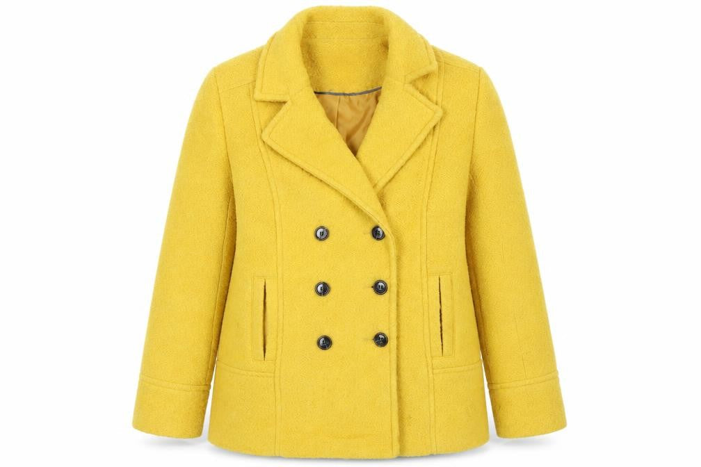 M&Co Women's Yellow Wool Pea Coat Size 16