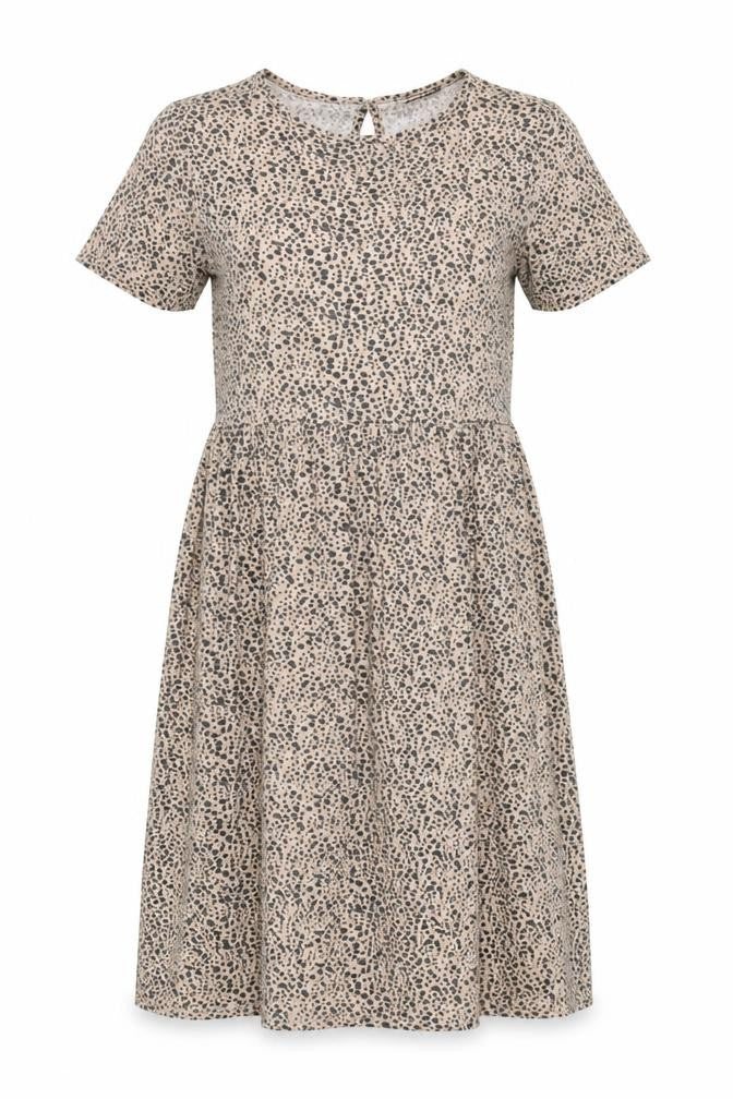 Wednesday's Girl Beige Animal Print Midi Dress S