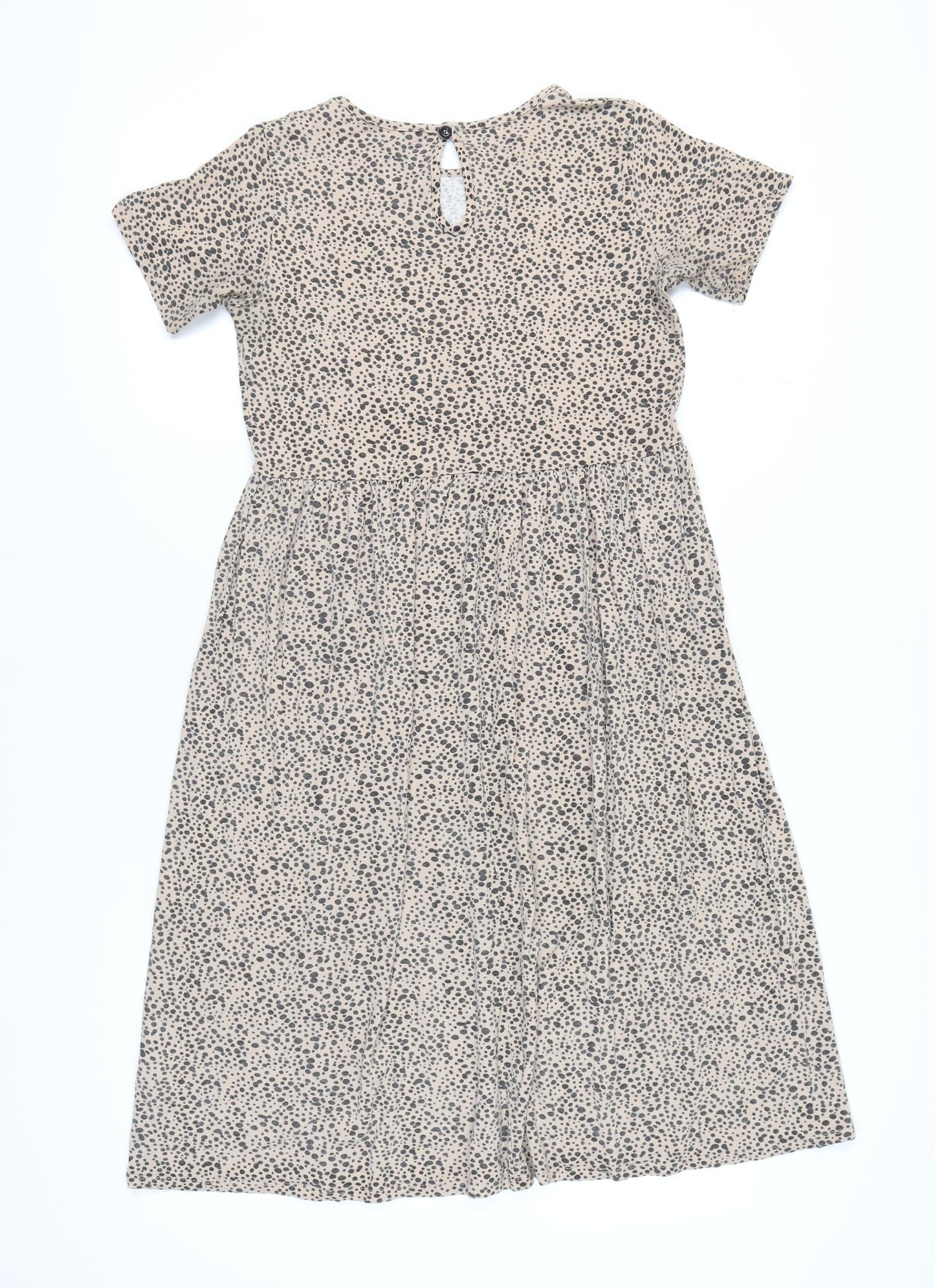 Wednesday's Girl Beige Animal Print Midi Dress S