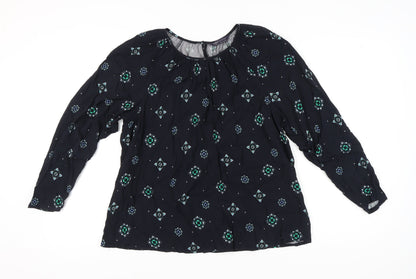 Marks & Spencer Women's Black Geometric Blouse Size 16