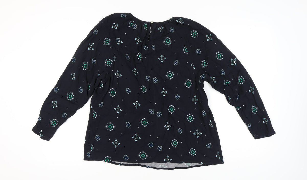 Marks & Spencer Women's Black Geometric Blouse Size 16
