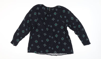 Marks & Spencer Women's Black Geometric Blouse Size 16