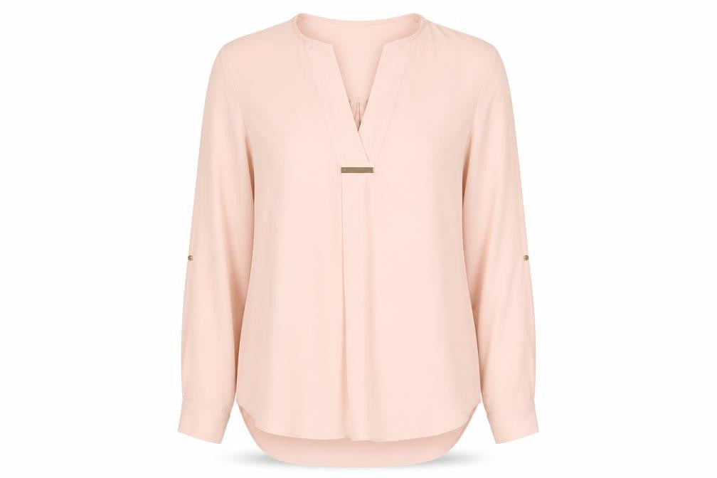 River Island Women's Pink Blouse Size 8 V-Neck Long Sleeve