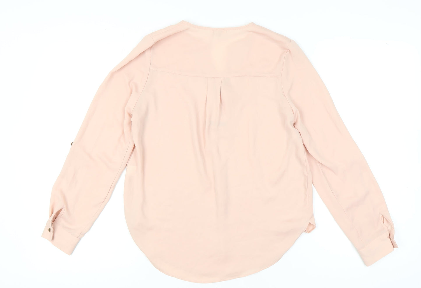 River Island Women's Pink Blouse Size 8 V-Neck Long Sleeve