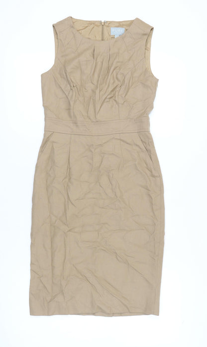 Additional front view of Pure Collection Beige Wool Sheath Dress - Women's, size 8