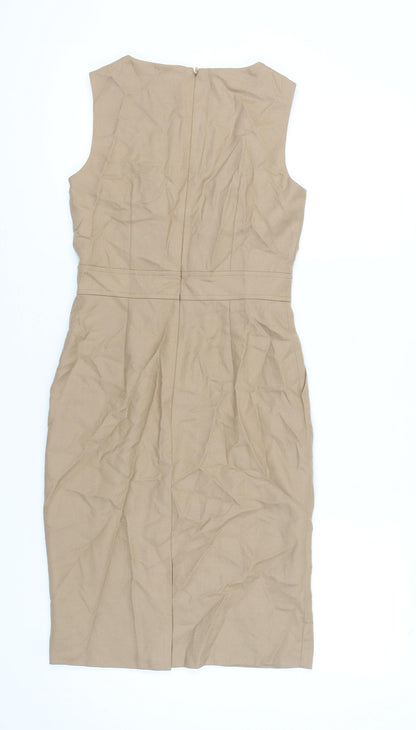 Back view of Pure Collection Beige Wool Sheath Dress - Women's, size 8