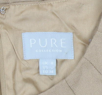 Brand and care label for Pure Collection Beige Wool Sheath Dress - Women's, size 8