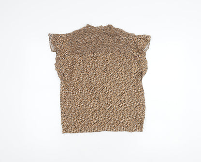 Warehouse Women Brown Animal Print Top Size 8