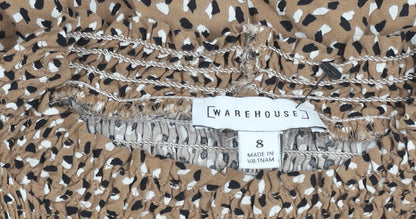Warehouse Women Brown Animal Print Top Size 8