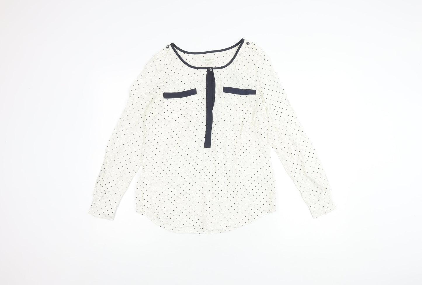 Monsoon Women's White Polka Dot Blouse Size 8